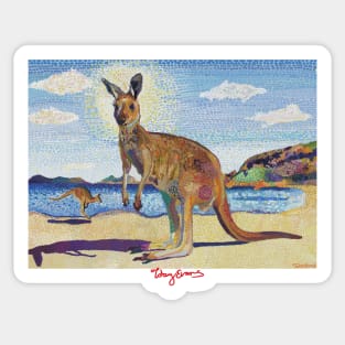 Kangaroos on beach Sticker